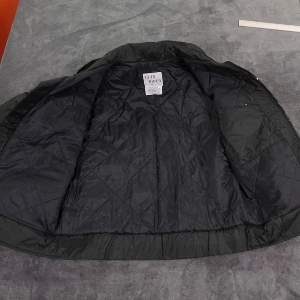 VTG Tour Rider Motorcycle Jacket Mens XL Black reflective piping gorpcore USA - Picture 5 of 12
